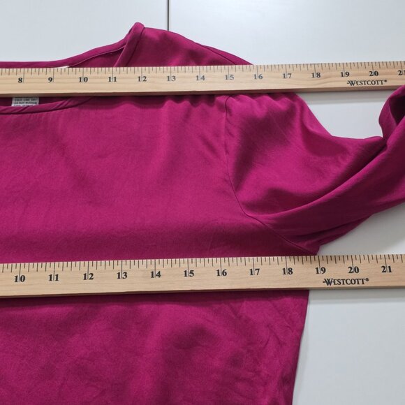 Vintage Henri Bendel Top M Women Magenta LS Round Neck Old Money Stetch Boho Y2K - Picture 5 of 13